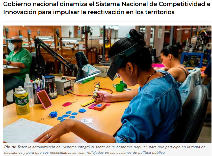 Gobierno nacional dinamiza el Sistema Nacional de Competitividad e Innovación para impulsar la reactivación en los territorios